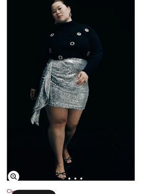 Eloquii Silver Sequin Wrap Mini Skirt